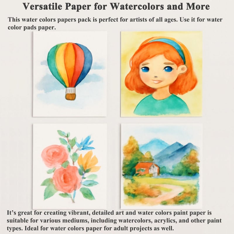 SUNFLY Water Color Paper Pad 5"x7" - 64 Sheets 140lb Cold Press Watercolor Paper Bulk, Water Color Paint Paper for Kids & Artists, White Painting Paper for Watercolor, Acrylic. - Image 5